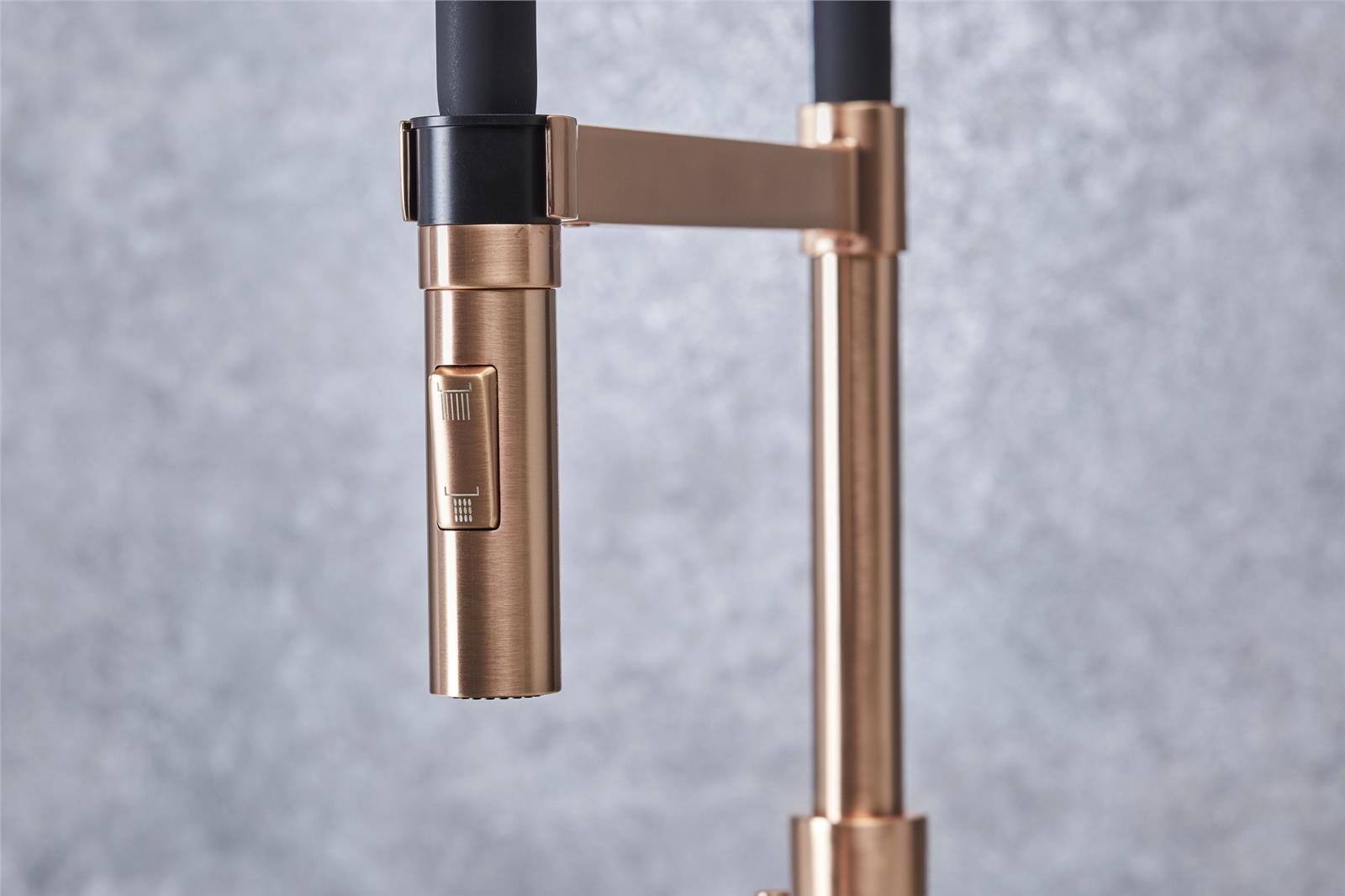 Liquida W24RG S shape Swan Neck 360 Degree Swivel Rose Gold Kitchen Tap